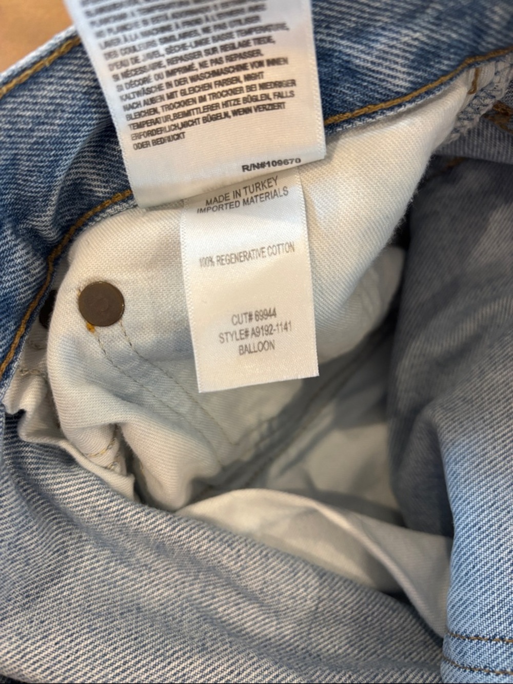 AGOLDE Balloon Leg Denim Jeans Size 30 Designer 100% Cotton Classic Bohemian - Picture 6 of 8